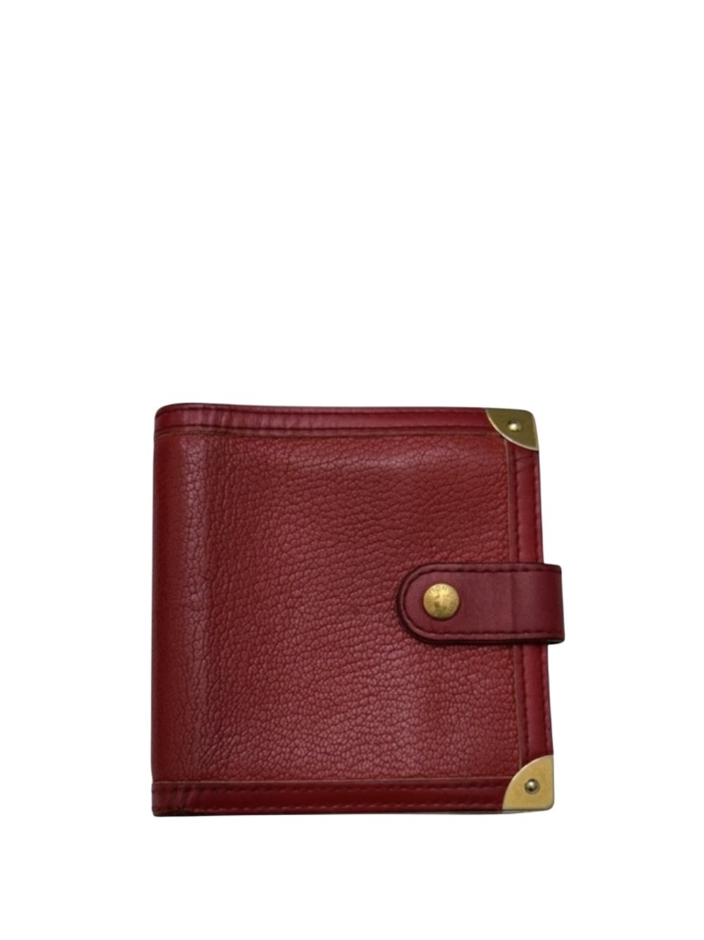LOUIS VUITTON - RED SUHALI LEATHER COMPACT BIFOLD SNAP WALLET
